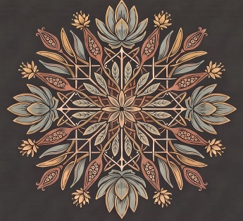 Earth Tone botanical mandala from the original flyer